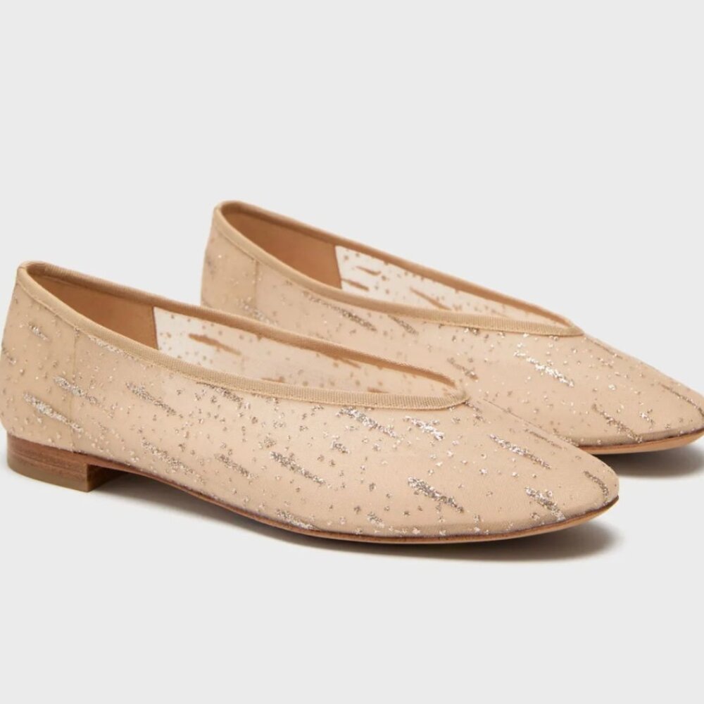 Tuckernuck Nude Glitter Mesh Nina Flats - Picture 2 of 7